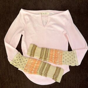 We The Free Cozy Craft Cuff Pink Top Ladies Small